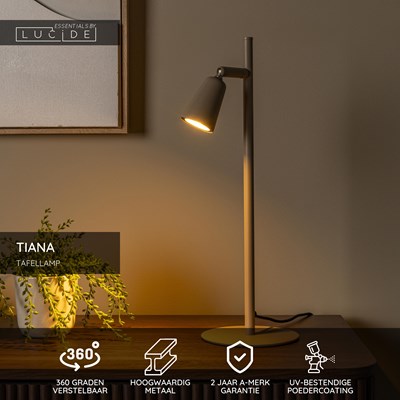 Lucide TIANA - Tafellamp - 1xGU10 - Taupe | Essential